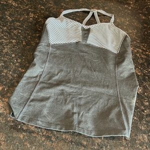 Athleta Charcoal Gray Striped Fulfillment Tank Top